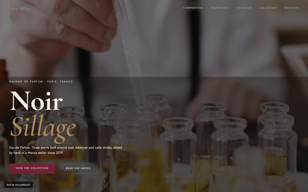 Noir Sillage niche fragrance house site