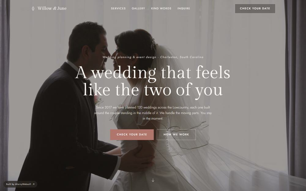 Willow and June wedding planning and events site